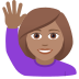 🙋🏽‍♀️ woman raising hand: medium skin tone display on JoyPixels